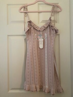 NWT For Love And Lemons Embroidered Bow Heart Pointelle Dress